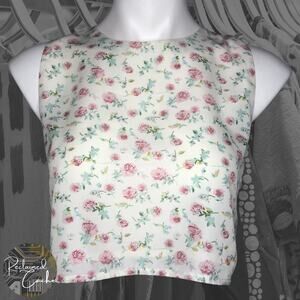 The Hanger Cream Floral Crop Top  - Size Small